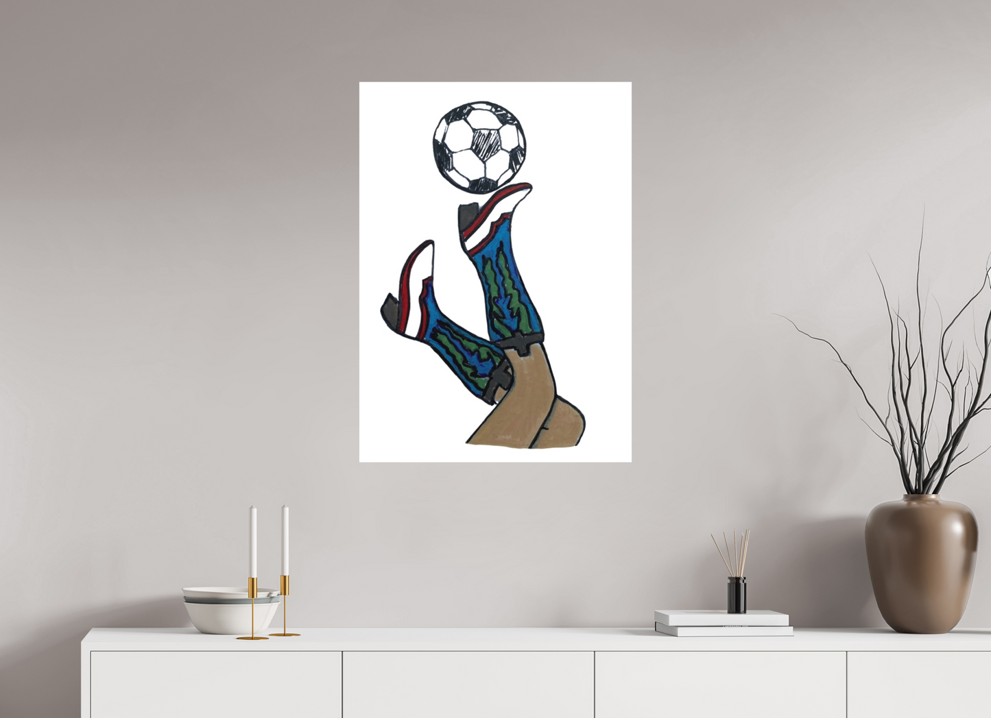 24 x 33.6″, Photo Print on Fuji Crystal DP II Velvet "Boots and Futbol" Print