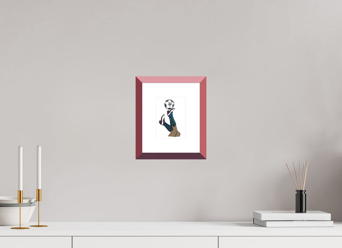 4 x 5.6″, photo print fuji velvet - red frame "Boots and Futbol" Print