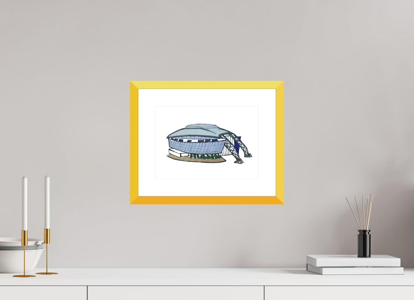 11.2 x 8″, photo print fuji velvet - yellow frame "Dallas Stadium" Print