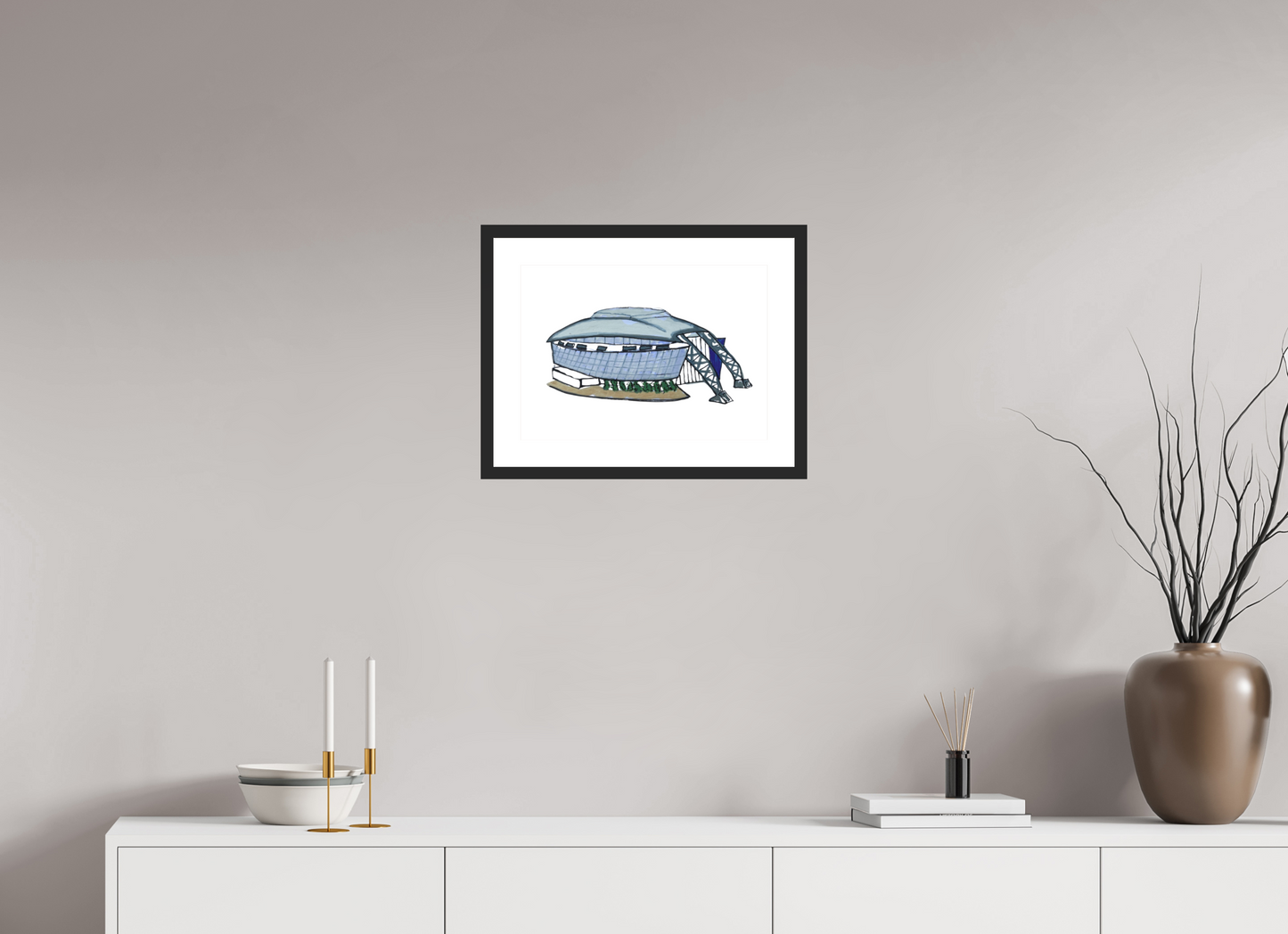 16.8 x 12″, photo print fuji velvet - black matte frame "Dallas Stadium" Print