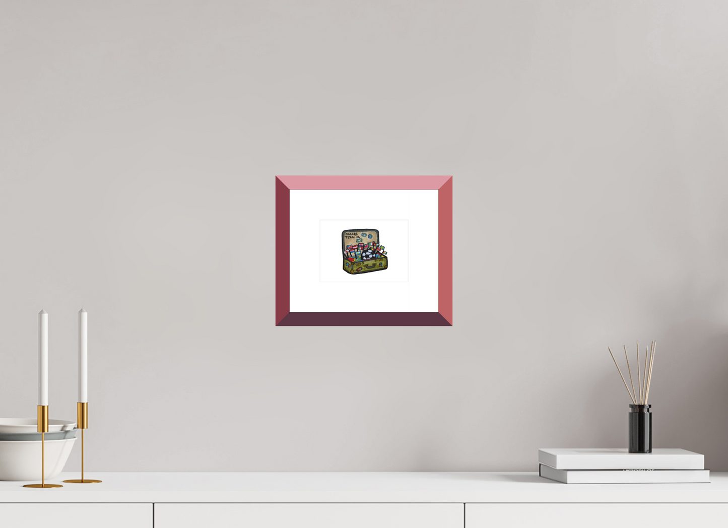 5.6 x 4″, photo print fuji velvet - red frame "Arrival in Dallas" Print