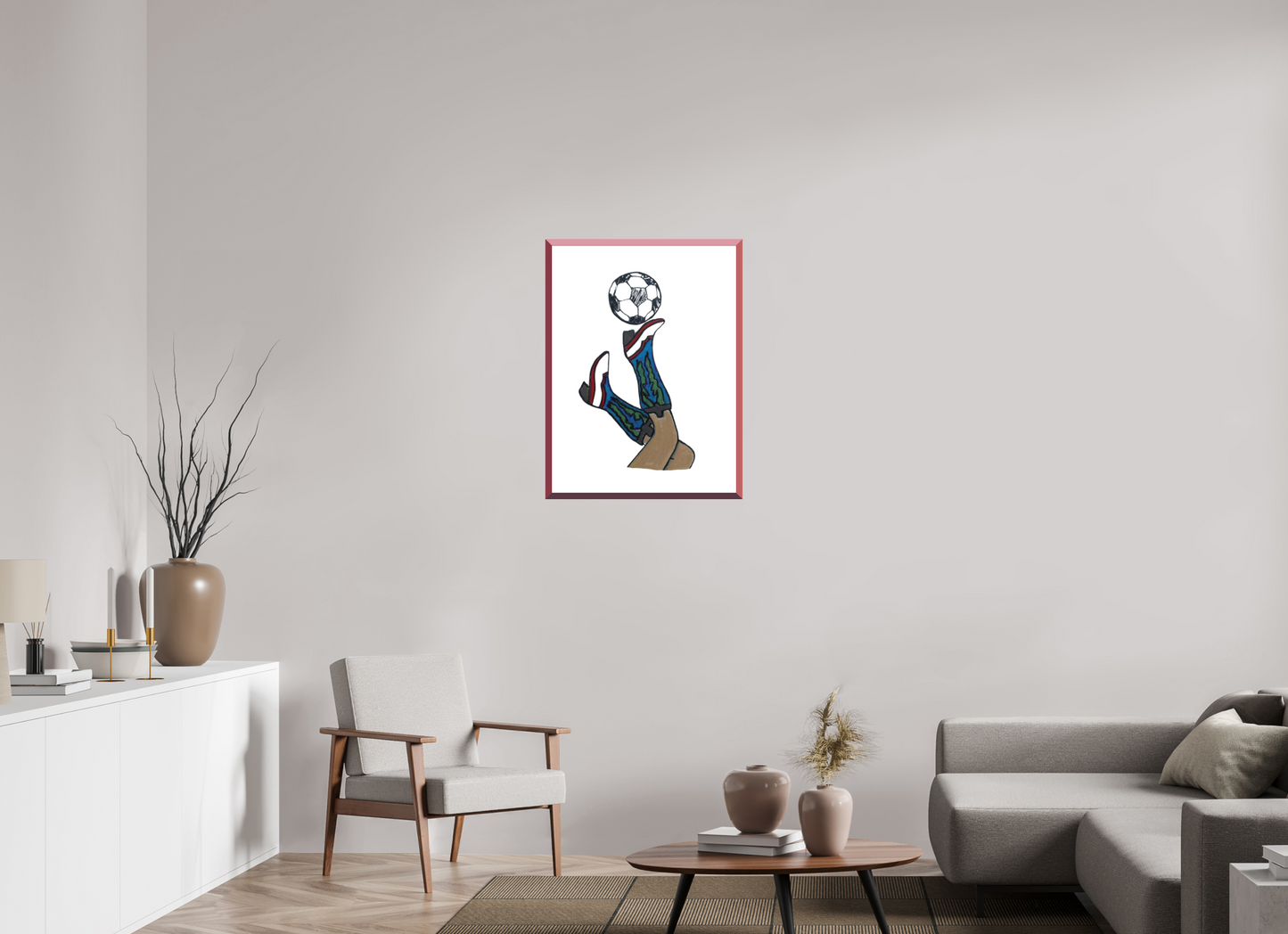 20 x 28″, photo print fuji velvet - red frame "Boots and Futbol" Print