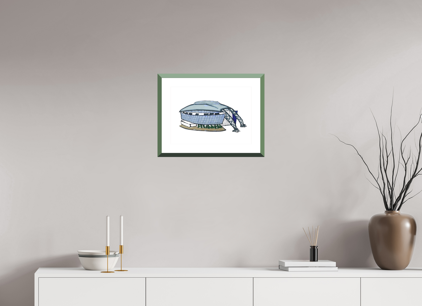 16.8 x 12″, Photo Print Fuji Velvet- Green Frame "Dallas Stadium" Print