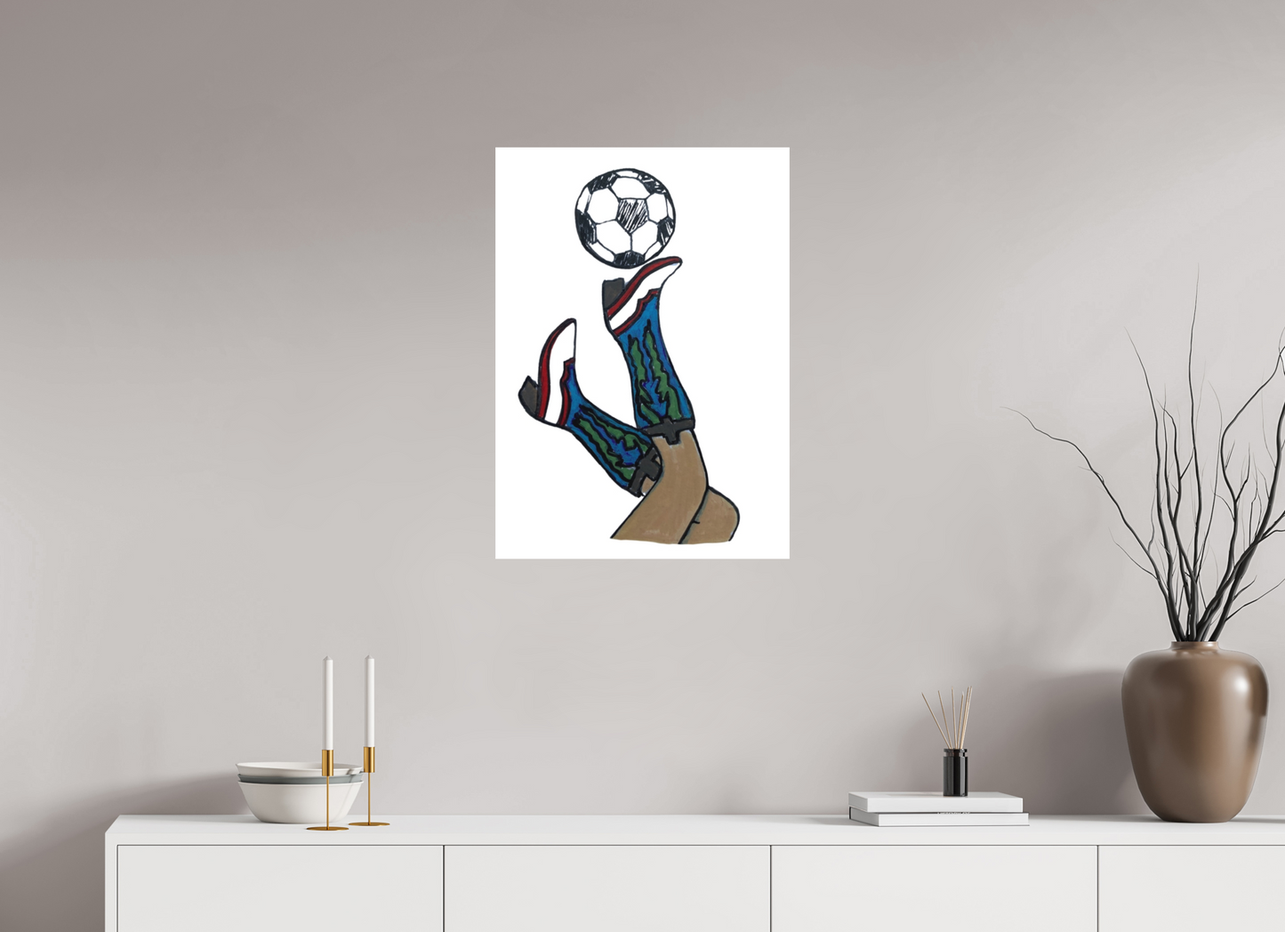 20 x 28″, Photo Print on Fuji Crystal DP II Velvet "Boots and Futbol" Print