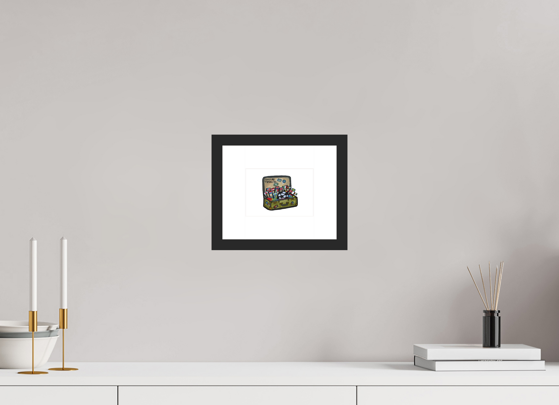5.6 x 4″, photo print fuji velvet - black matte frame "Arrival in Dallas" Print