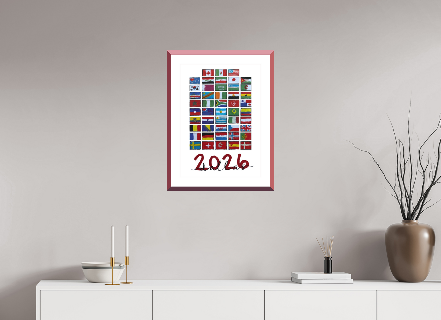16 x 22.4″, photo print fuji velvet - red frame "48 Nations" Print