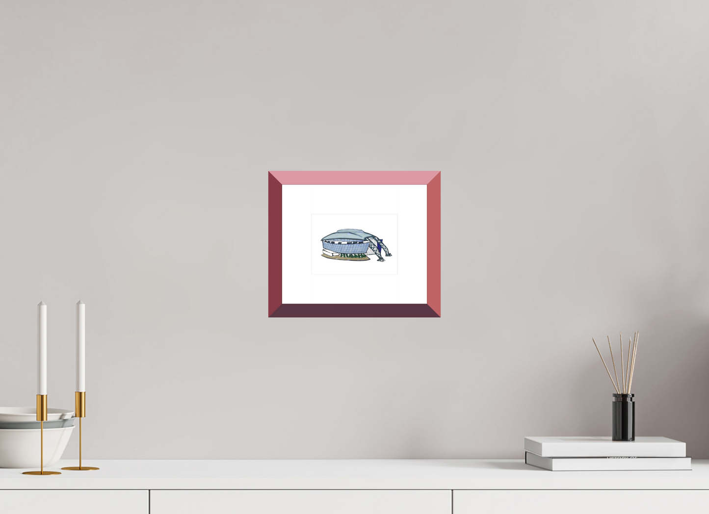 5.6 x 4″, photo print fuji velvet - red frame "Dallas Stadium" Print