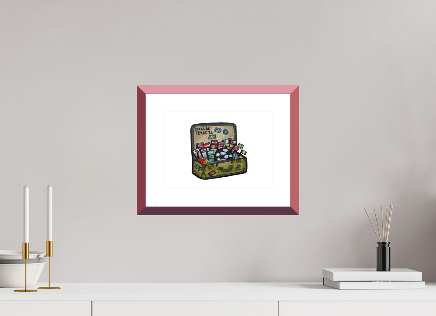 11.2 x 8″, photo print fuji velvet - red frame "Arrival in Dallas" Print