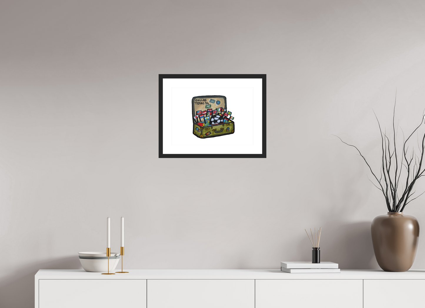 16.8 x 12″, photo print fuji velvet - black matte frame "Arrival in Dallas" Print