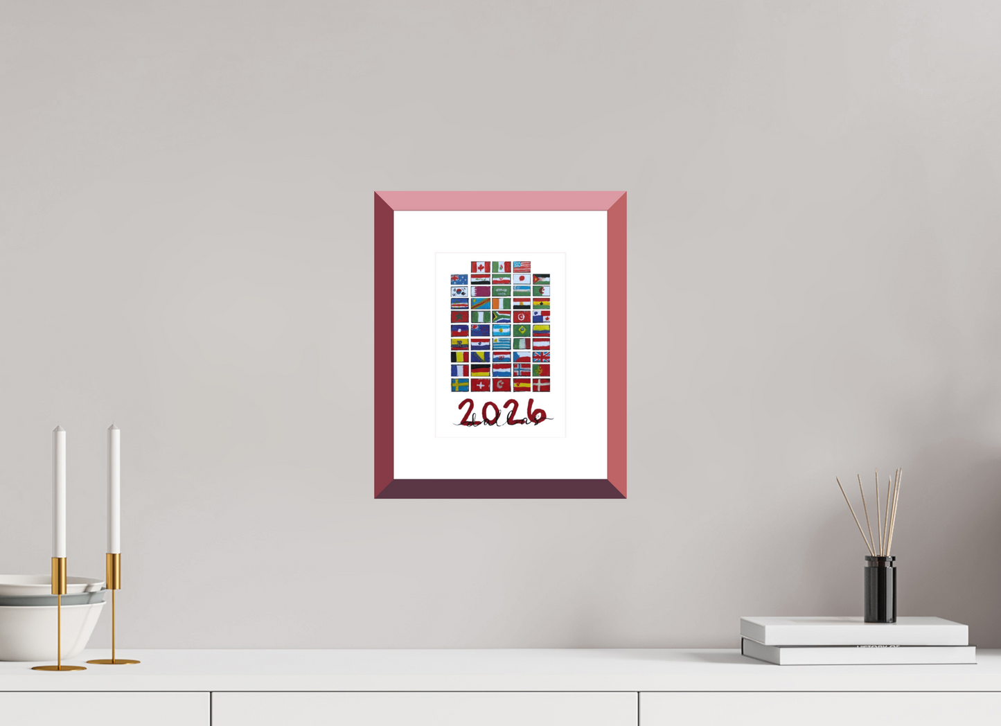 6 x 8.4″, photo print fuji velvet - red frame "48 Nations" Print