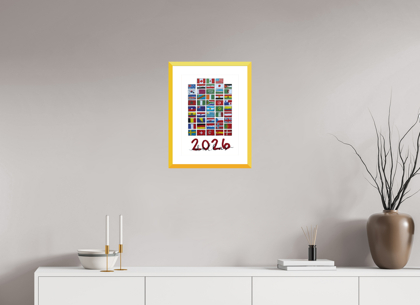 12 x 16.8″, photo print fuji velvet - yellow frame "48 Nations" Print