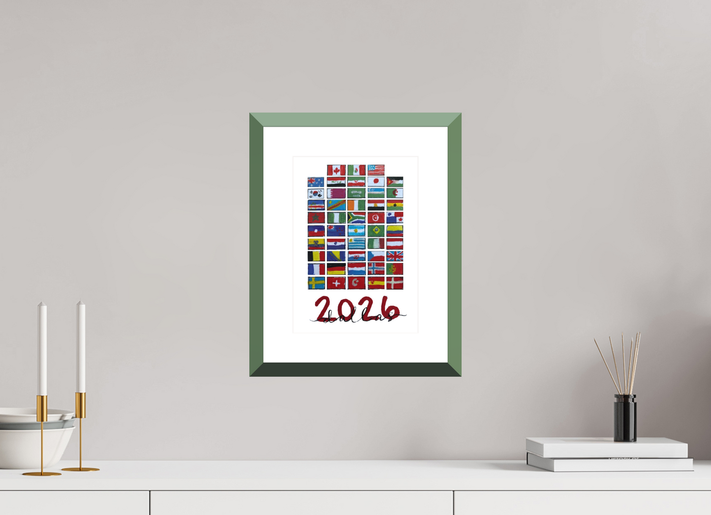 8 x 11.2″, Photo Print Fuji Velvet- Green Frame "48 Nations" Print