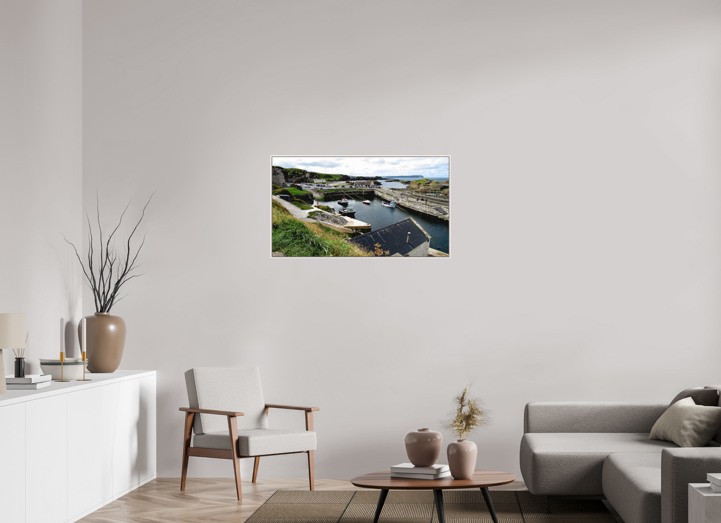 40 x 22.5″, Floater Frame Matte Acrylic Glass Ballintoy Harbour