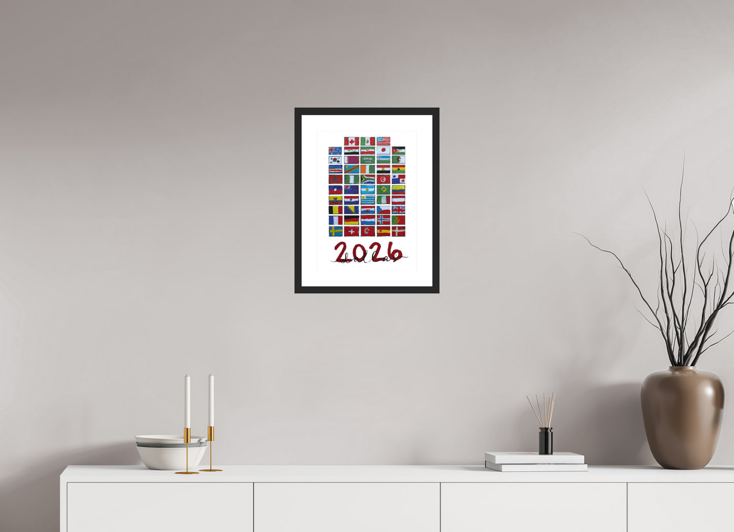 12 x 16.8″, photo print fuji velvet - black matte frame "48 Nations" Print