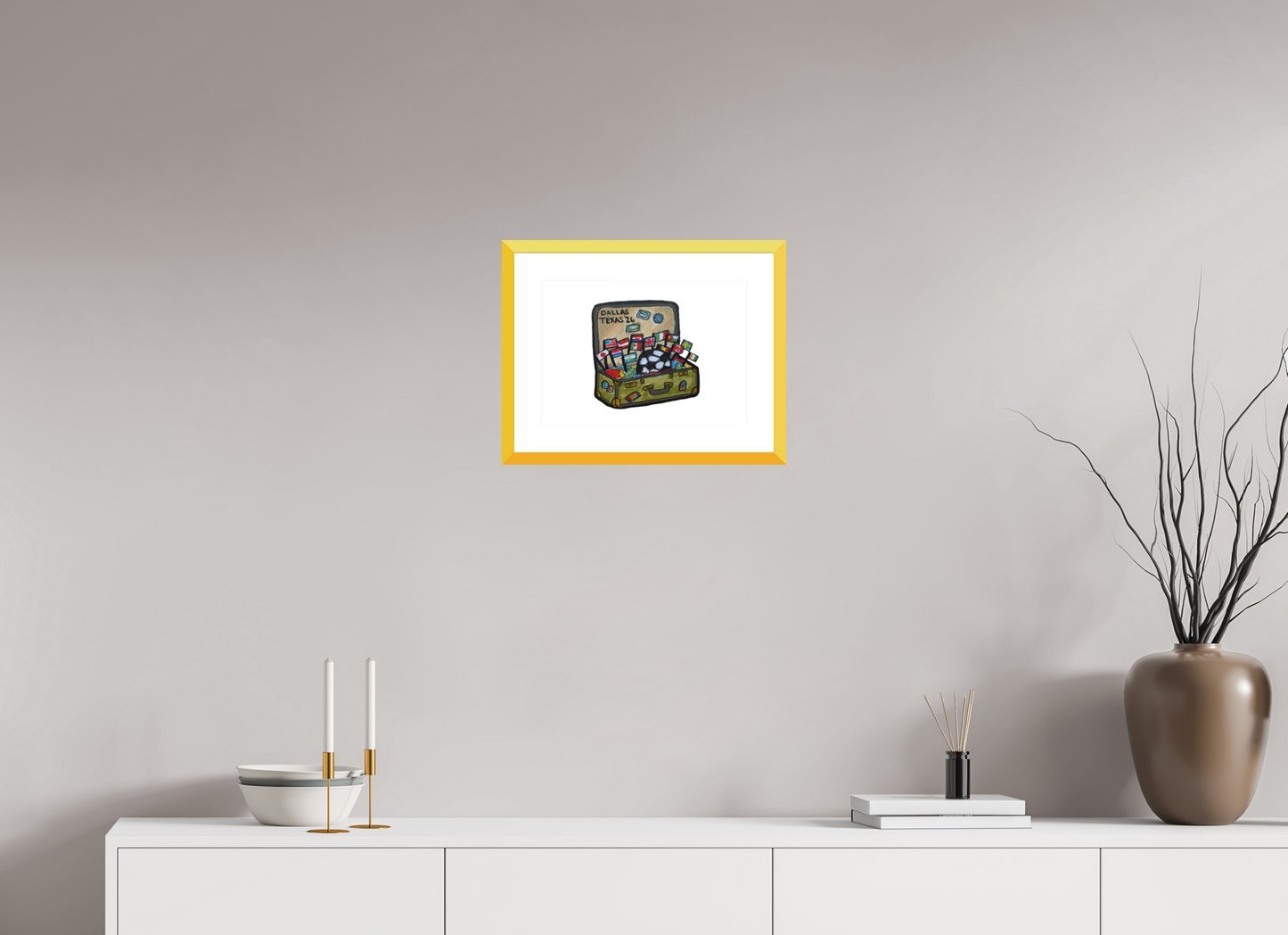 14 x 10″, photo print fuji velvet - yellow frame "Arrival in Dallas" Print