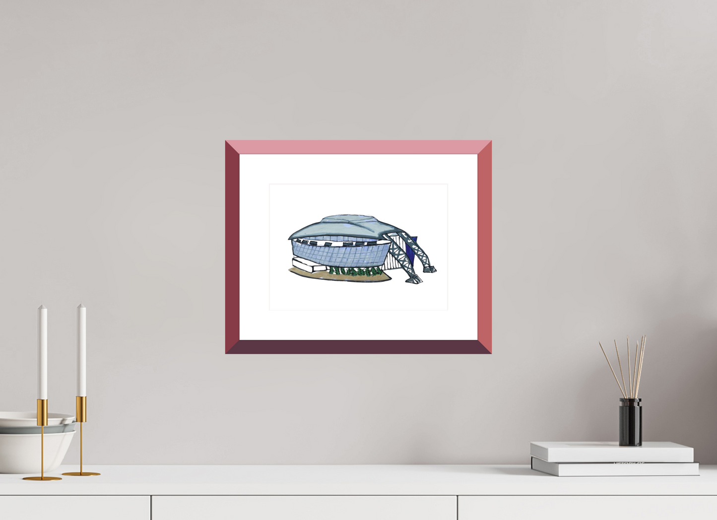 11.2 x 8″, photo print fuji velvet - red frame "Dallas Stadium" Print