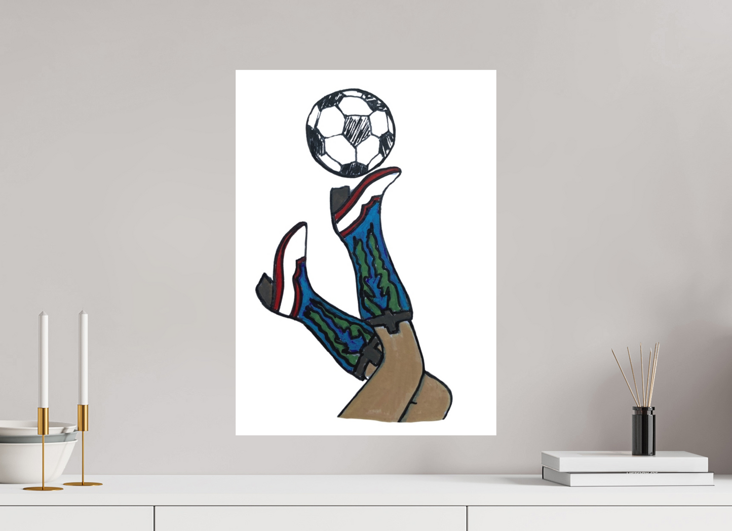 16 x 22.4″, Photo Print on Fuji Crystal DP II Velvet "Boots and Futbol" Print