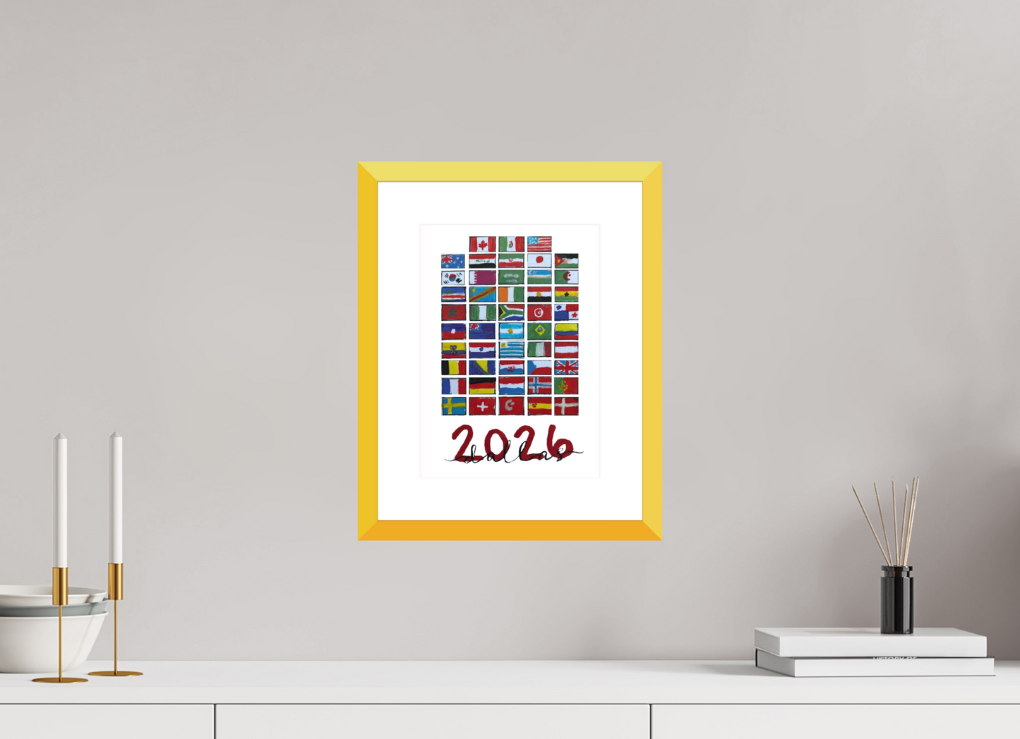 8 x 11.2″, photo print fuji velvet - yellow frame "48 Nations" Print
