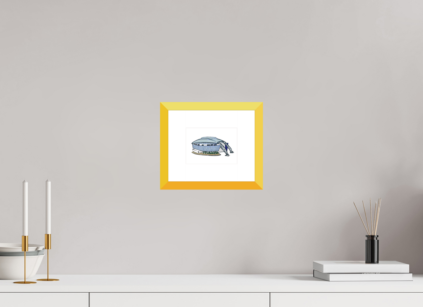 5.6 x 4″, photo print fuji velvet - yellow frame "Dallas Stadium" Print
