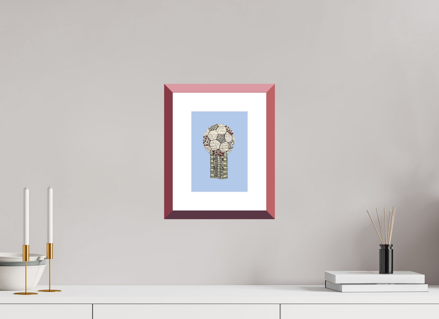 6 x 8.4″, photo print fuji velvet - red frame "Reunion Tower" Print