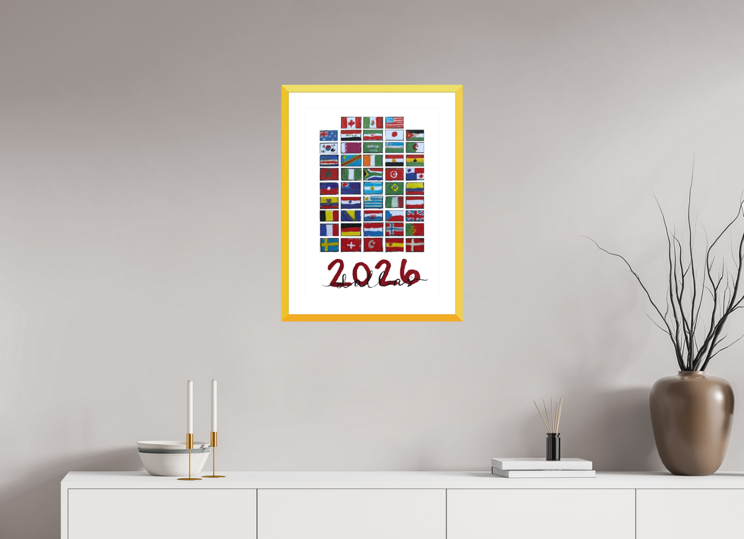 16 x 22.4″, photo print fuji velvet - yellow frame "48 Nations" Print