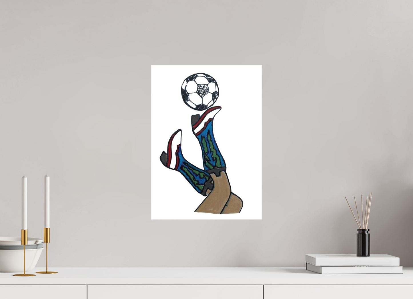 12 x 16.8″, Photo Print on Fuji Crystal DP II Velvet "Boots and Futbol" Print