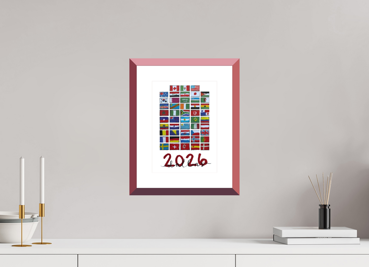 8 x 11.2″, photo print fuji velvet - red frame "48 Nations" Print