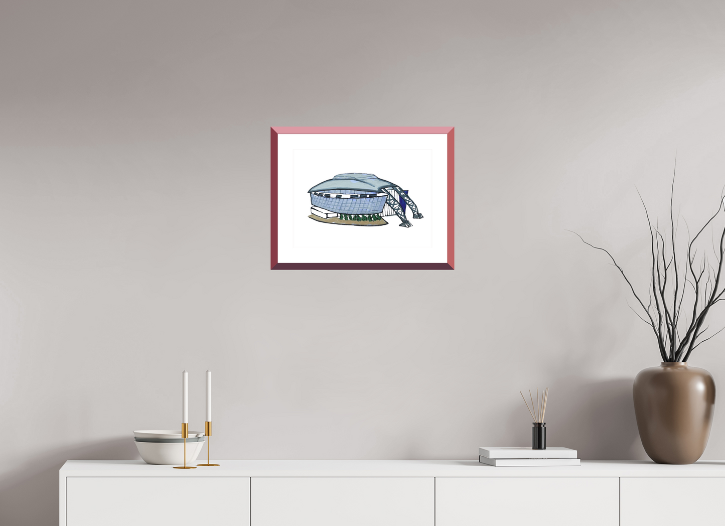 16.8 x 12″, photo print fuji velvet - red frame "Dallas Stadium" Print