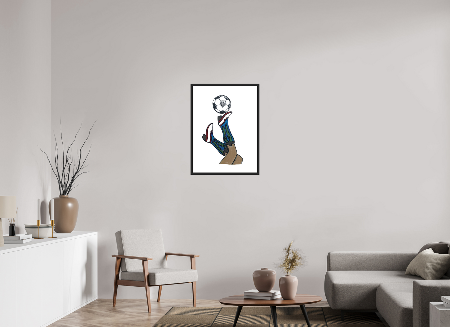 20 x 28″, photo print fuji velvet - black matte frame "Boots and Futbol" Print