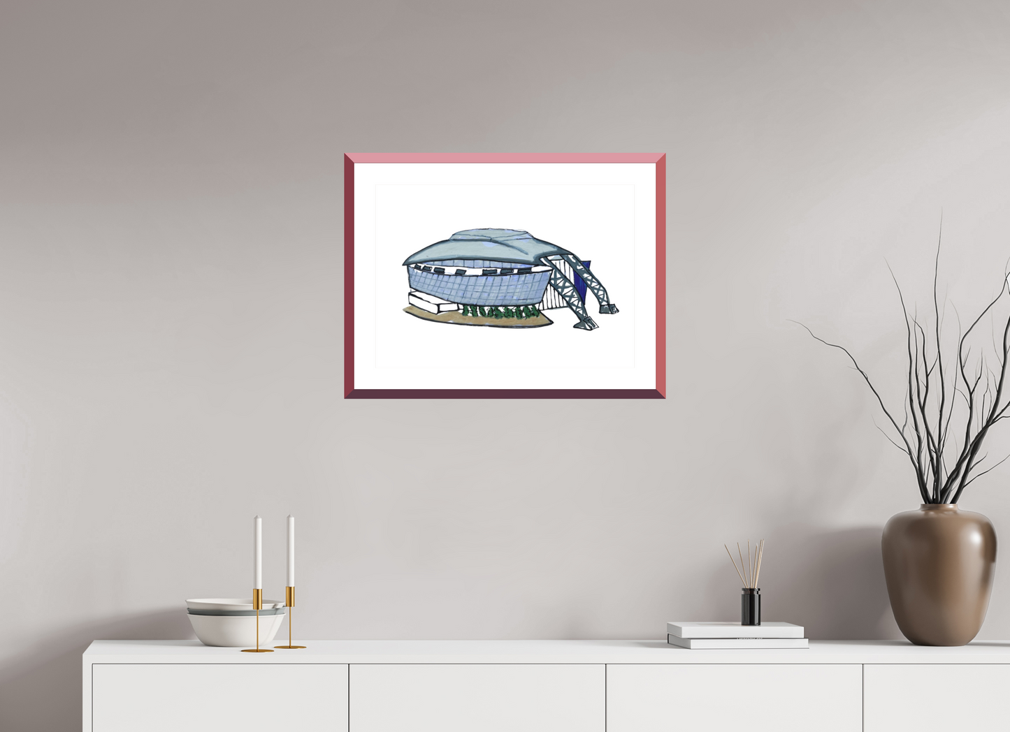 22.4 x 16″, photo print fuji velvet - red frame "Dallas Stadium" Print