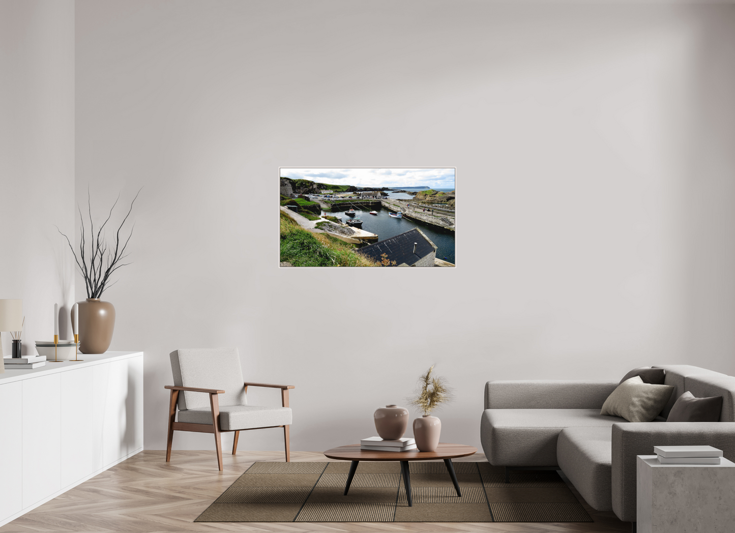 49 x 27.6″, Floater Frame Matte Acrylic Glass Ballintoy Harbour