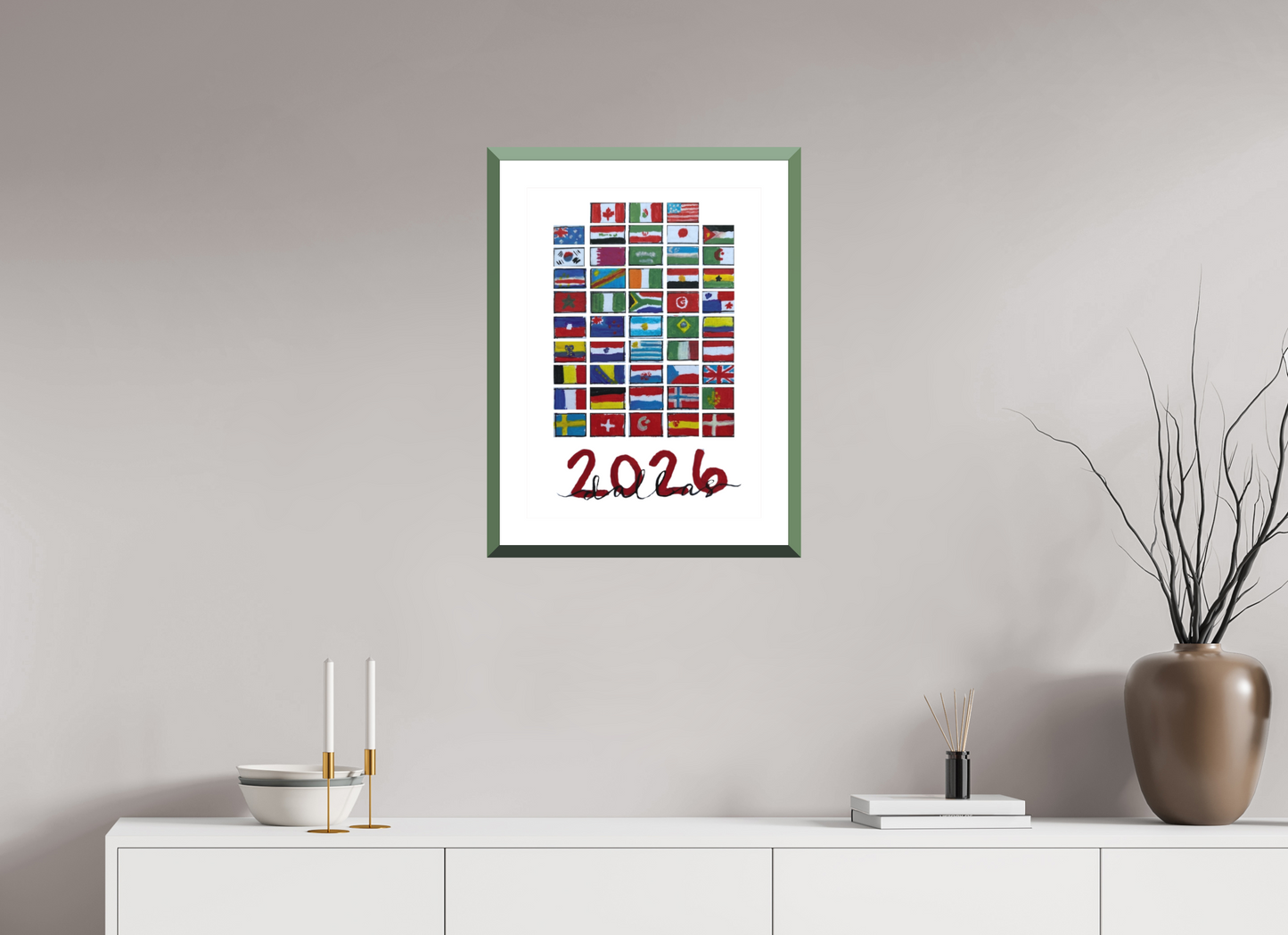 16 x 22.4″, Photo Print Fuji Velvet- Green Frame "48 Nations" Print