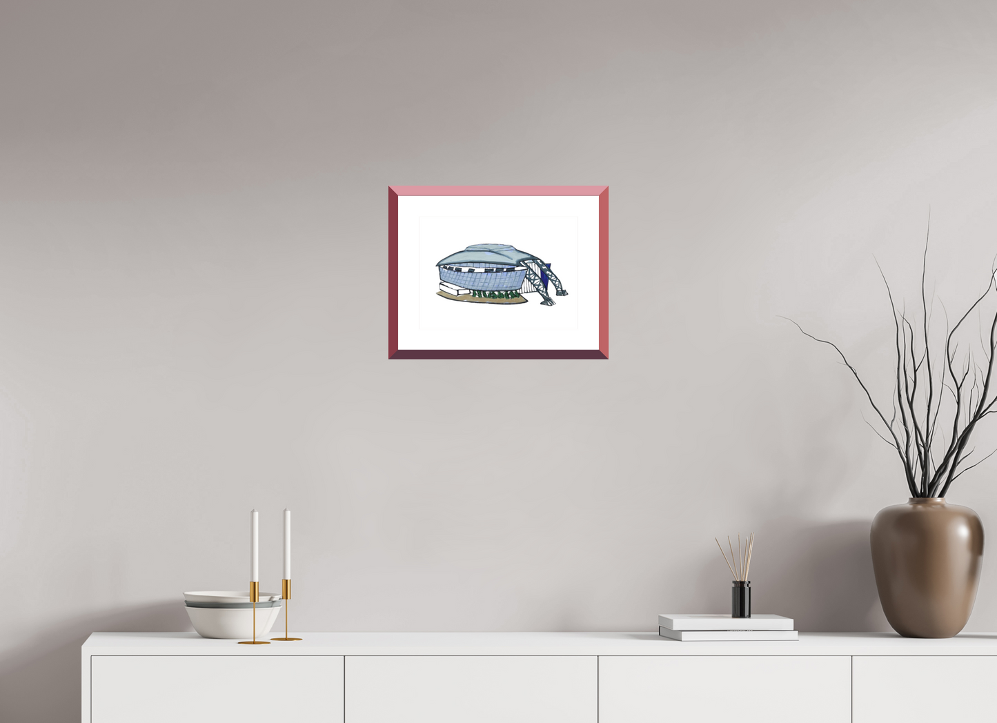 14 x 10″, photo print fuji velvet - red frame "Dallas Stadium" Print