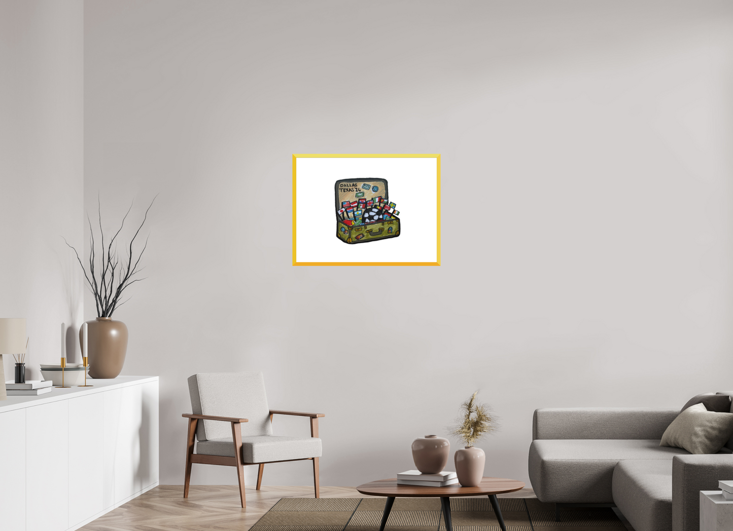 28 x 20″, photo print fuji velvet - yellow frame "Arrival in Dallas" Print