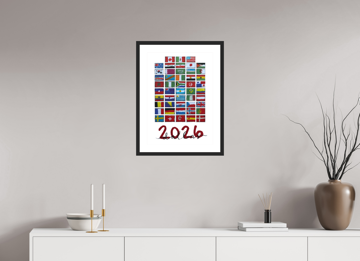 16 x 22.4″, photo print fuji velvet - black matte frame "48 Nations" Print