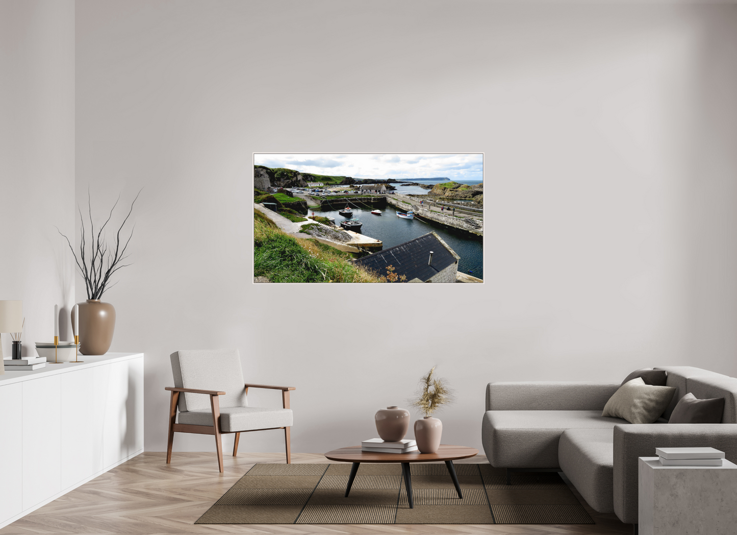 64 x 36″, Floater Frame Matte Acrylic Glass Ballintoy Harbour