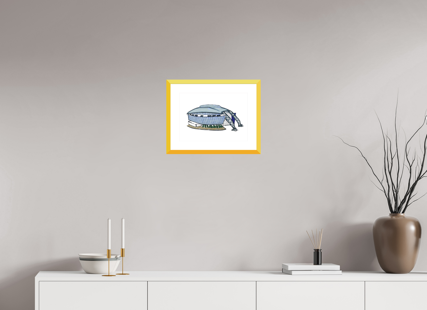 14 x 10″, photo print fuji velvet - yellow frame "Dallas Stadium" Print