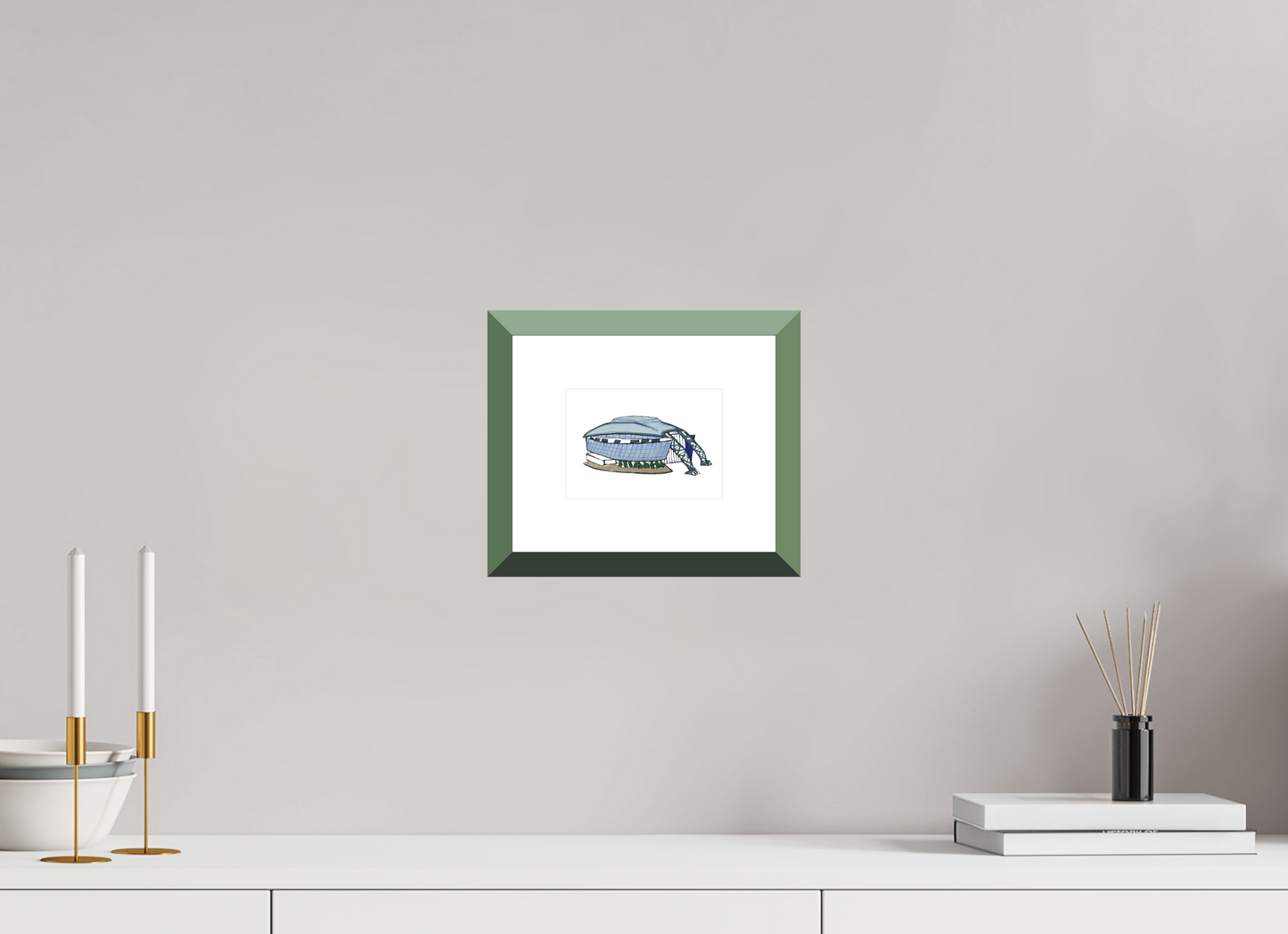 5.6 x 4″, Photo Print Fuji Velvet- Green Frame "Dallas Stadium" Print